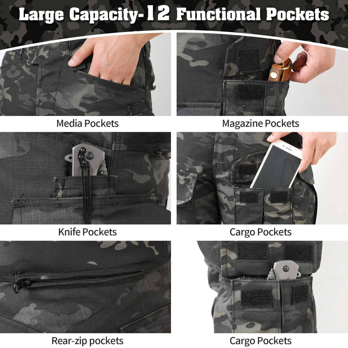 Thermabuild | Rip-Stop Camo Combat Trousers with Knee Pads