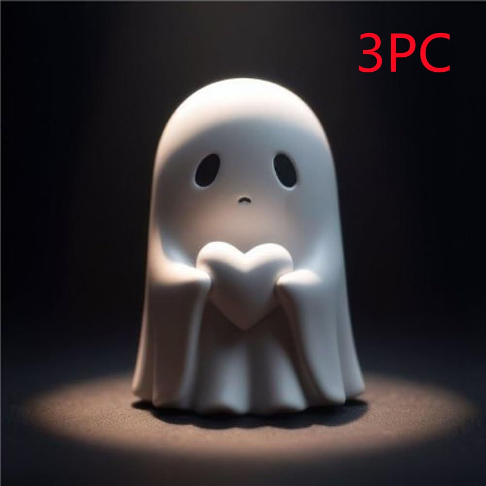 Thermabuild | Ghost Figurine Statue Resin Decor with Matte Finish for Halloween Home Shelf Decorations