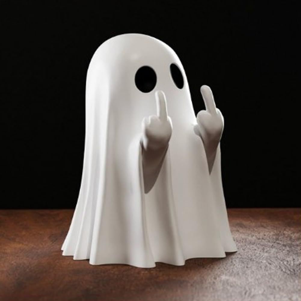 Thermabuild | Ghost Figurine Statue Resin Decor with Matte Finish for Halloween Home Shelf Decorations