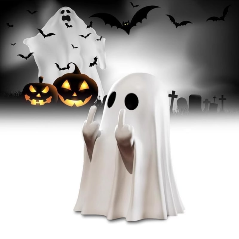 Thermabuild | Ghost Figurine Statue Resin Decor with Matte Finish for Halloween Home Shelf Decorations