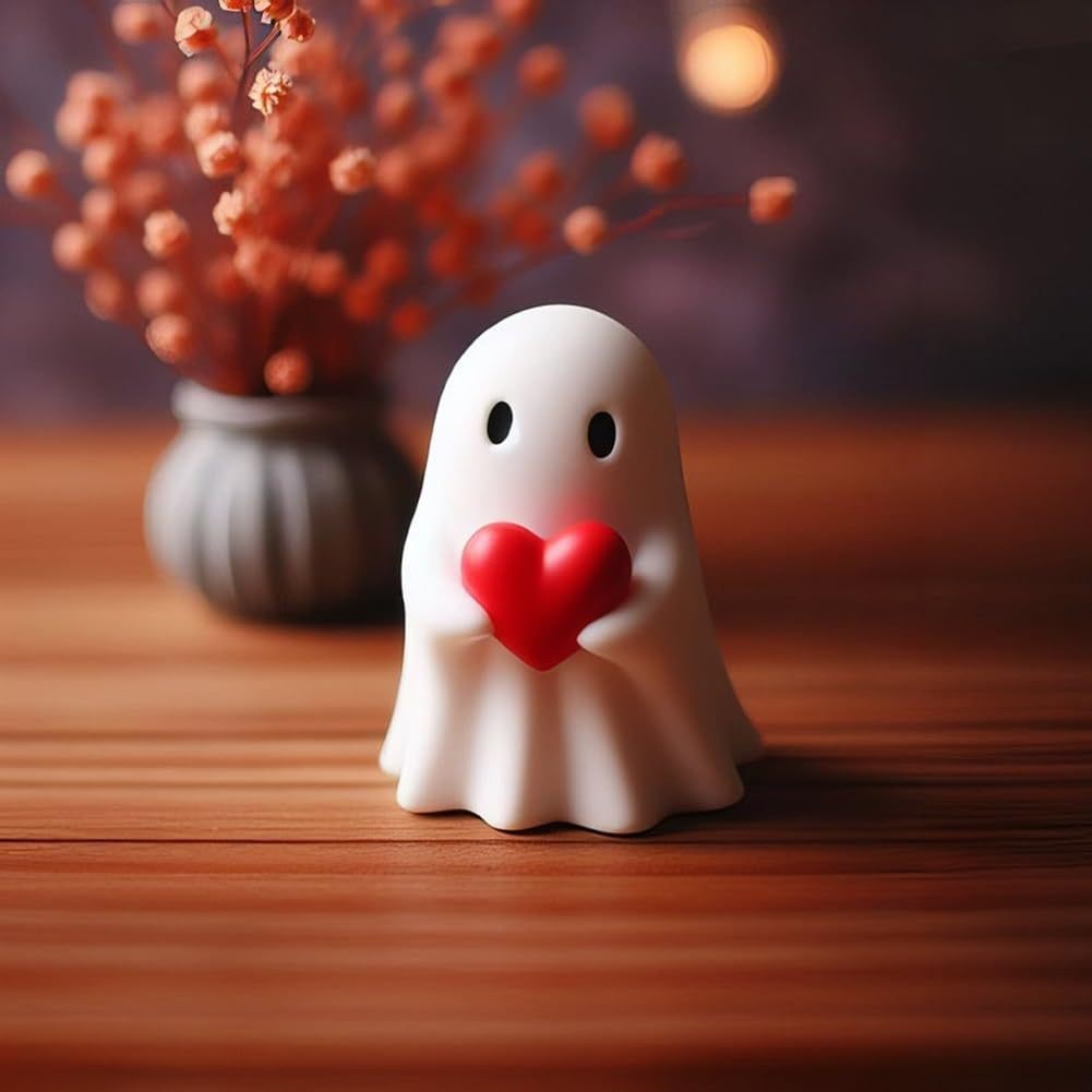 Thermabuild | Ghost Figurine Statue Resin Decor with Matte Finish for Halloween Home Shelf Decorations