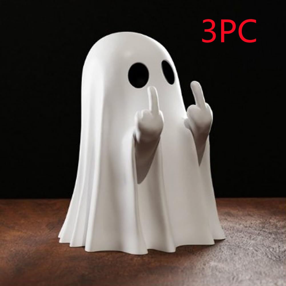 Thermabuild | Ghost Figurine Statue Resin Decor with Matte Finish for Halloween Home Shelf Decorations