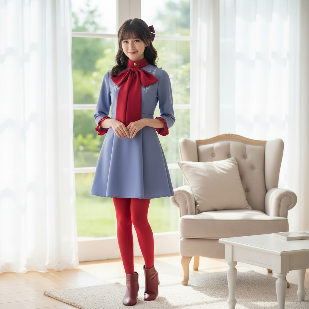 Thermabuild | Girls' Halloween Anime Cosplay Costume Dress and Suit Set with Red Bow Tie and Collar for Party