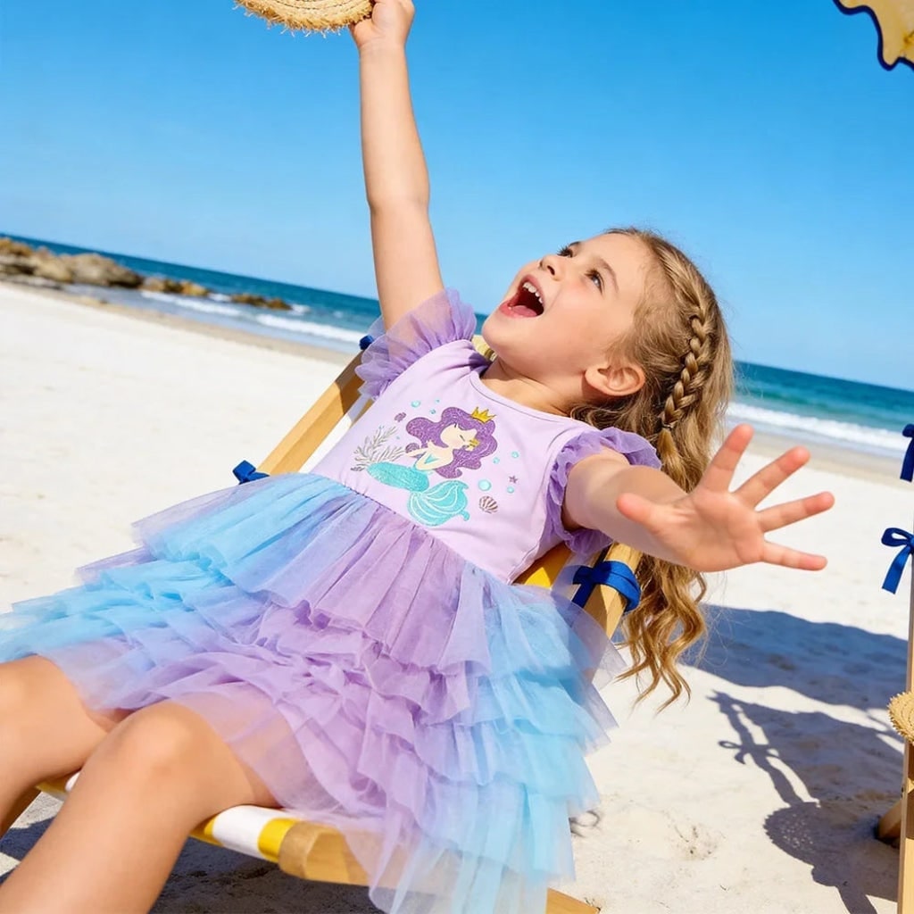 Thermabuild | Girls' Halloween Mermaid Tutu Dress with Tiered Skirt for Party and Costume Dress-Up