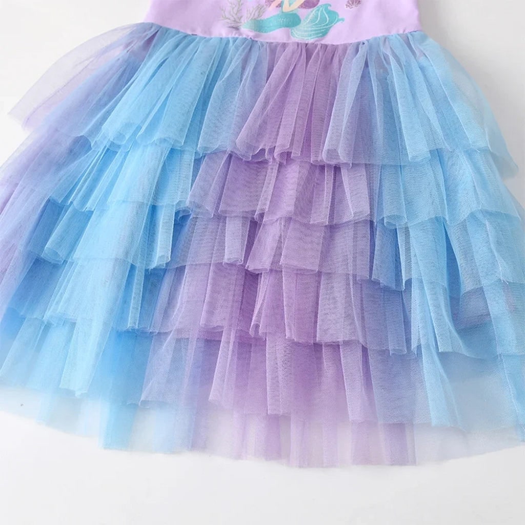 Thermabuild | Girls' Halloween Mermaid Tutu Dress with Tiered Skirt for Party and Costume Dress-Up