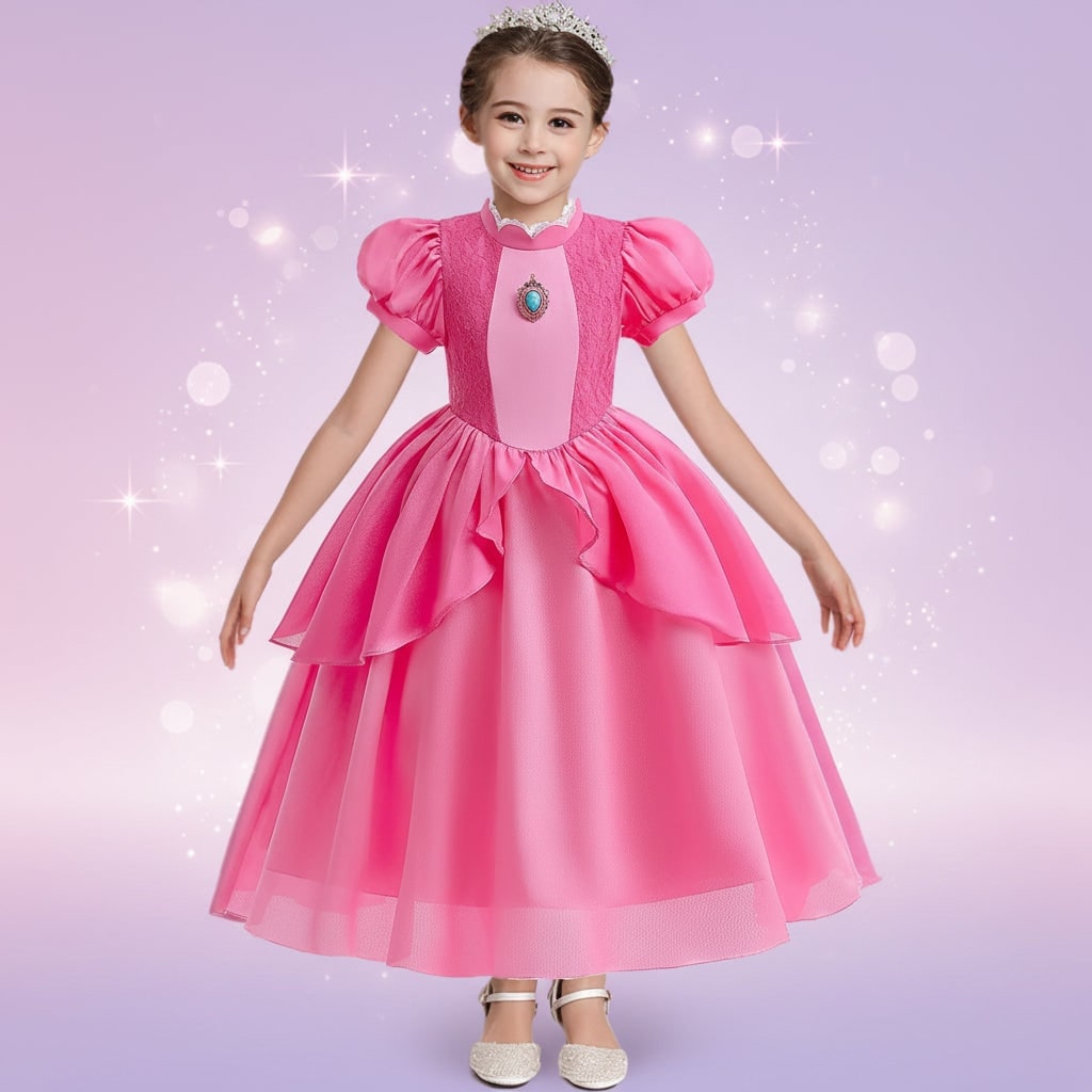Thermabuild | Girls' Halloween mushroom princess and Toadstool Costume Dress Set with Crown Gloves and Wand