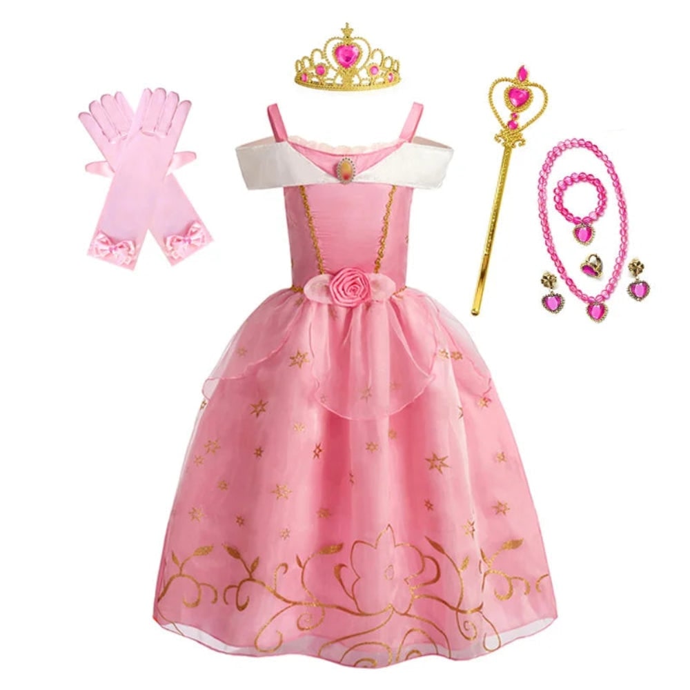 Thermabuild | Girls' Halloween Princess Costume and Dresses for Dress Up Tiara Gloves Games