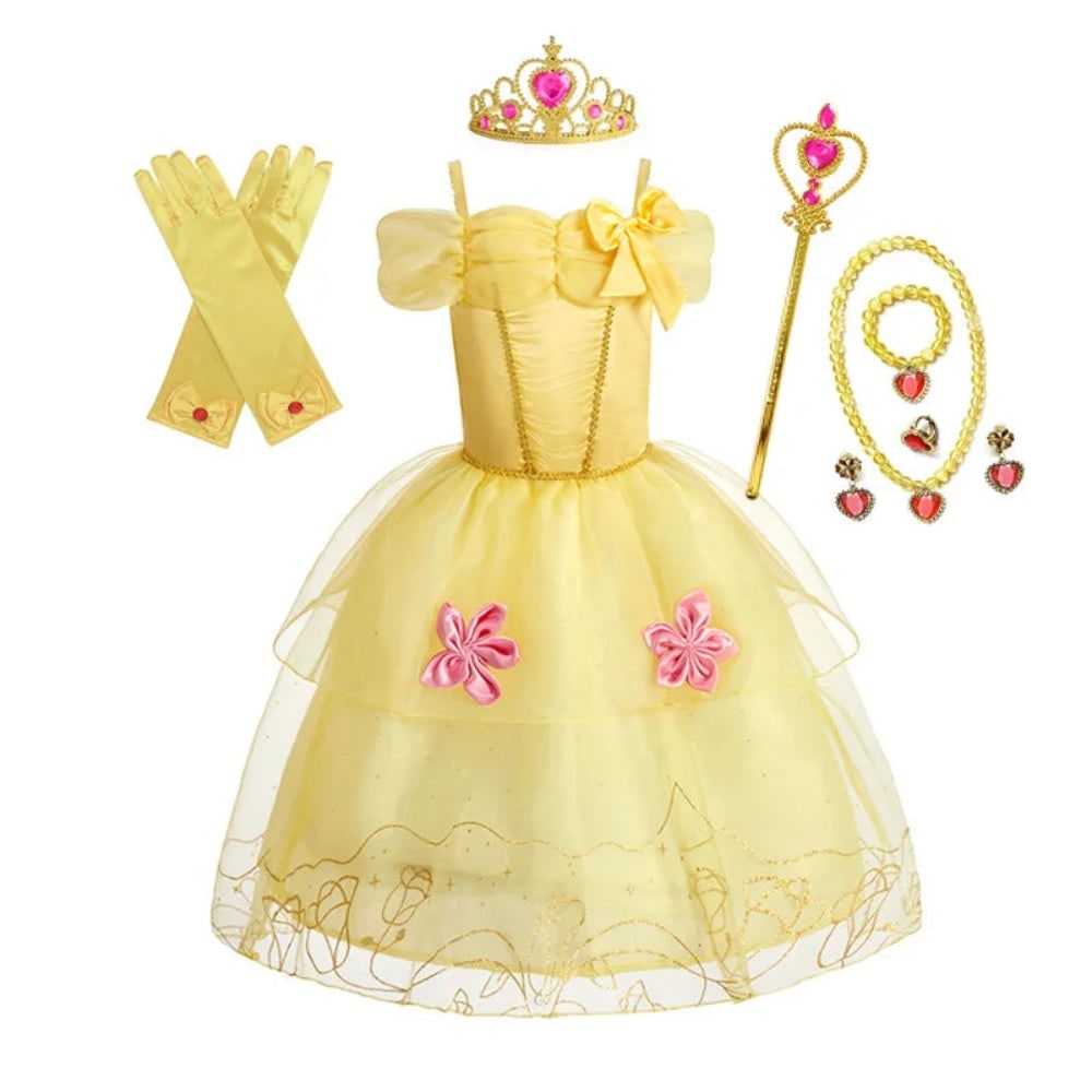 Thermabuild | Girls' Halloween Princess Costume and Dresses for Dress Up Tiara Gloves Games