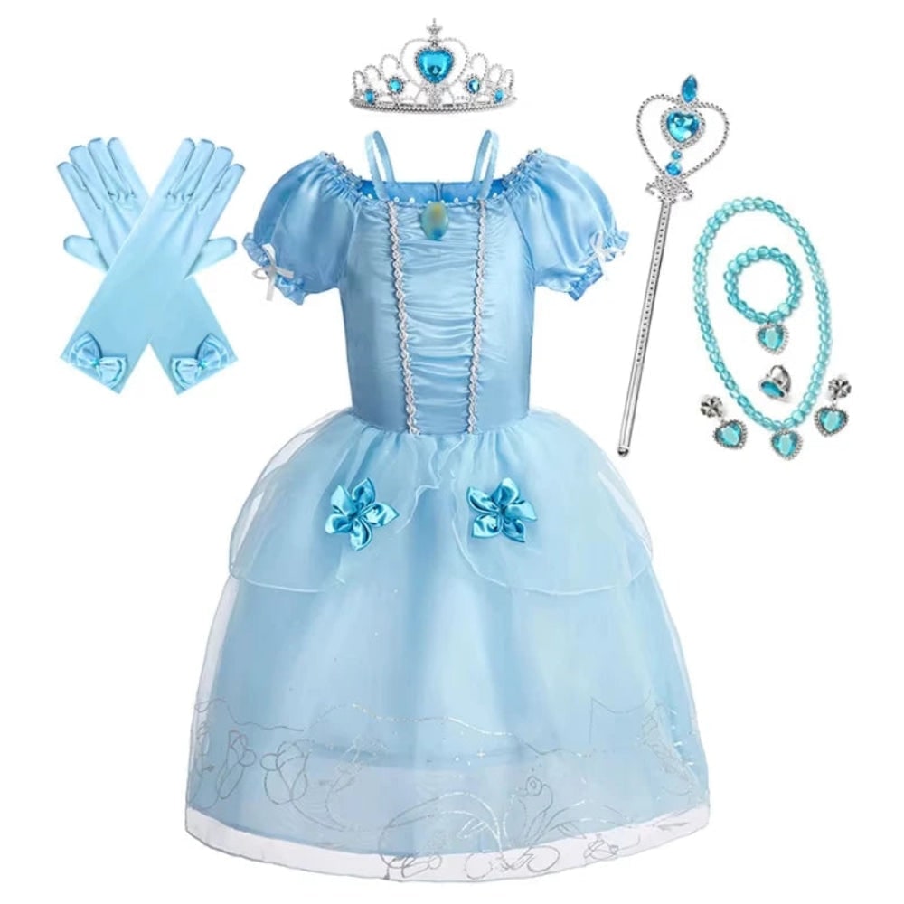 Thermabuild | Girls' Halloween Princess Costume and Dresses for Dress Up Tiara Gloves Games