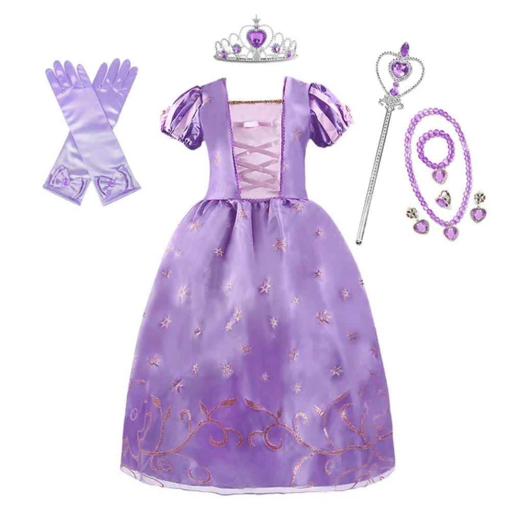 Thermabuild | Girls' Halloween Princess Costume and Dresses for Dress Up Tiara Gloves Games