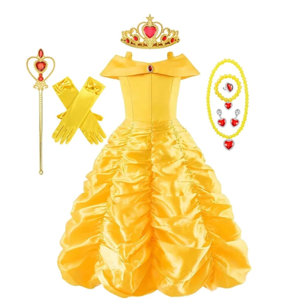 Thermabuild | Girls' Halloween Princess Costume and Dresses with Ball Gown Tiara Scepter and Accessories Set