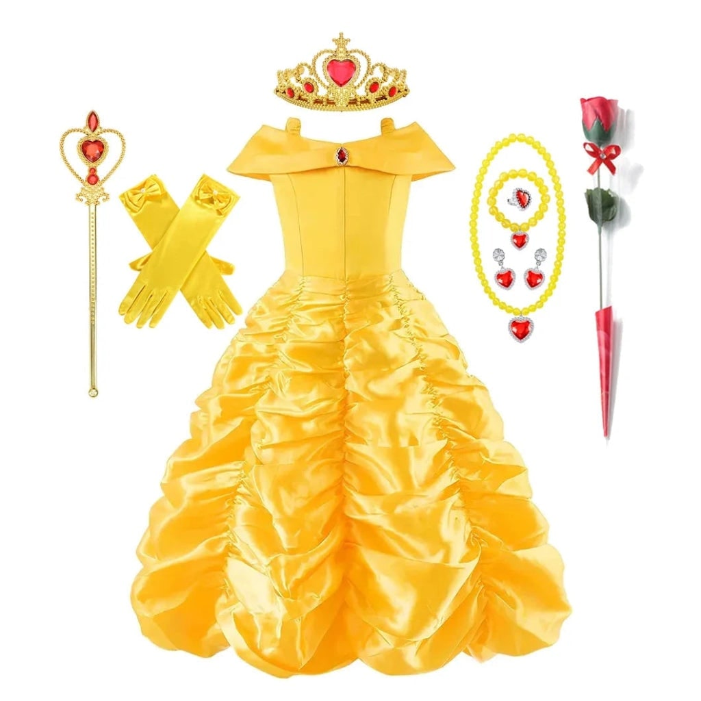 Thermabuild | Girls' Halloween Princess Costume and Dresses with Ball Gown Tiara Scepter and Accessories Set