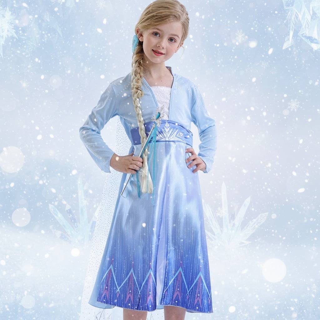 Thermabuild | Girls' Halloween Princess Costume Dress with Cape and Wand Accessory Set