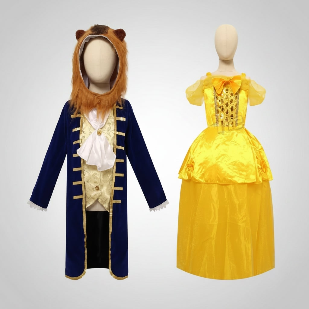 Thermabuild | Girls' Halloween Princess Costume Dress with Gold Sequin Bodice and Star Wand