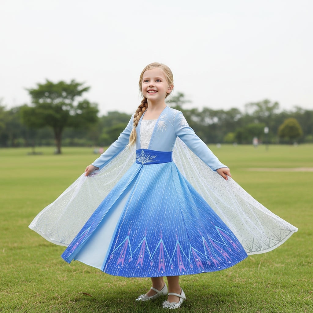 Thermabuild | Girls' Halloween Princess Costume Dress with Tiara Wand and Gloves Dorothy Wizard Of Oz