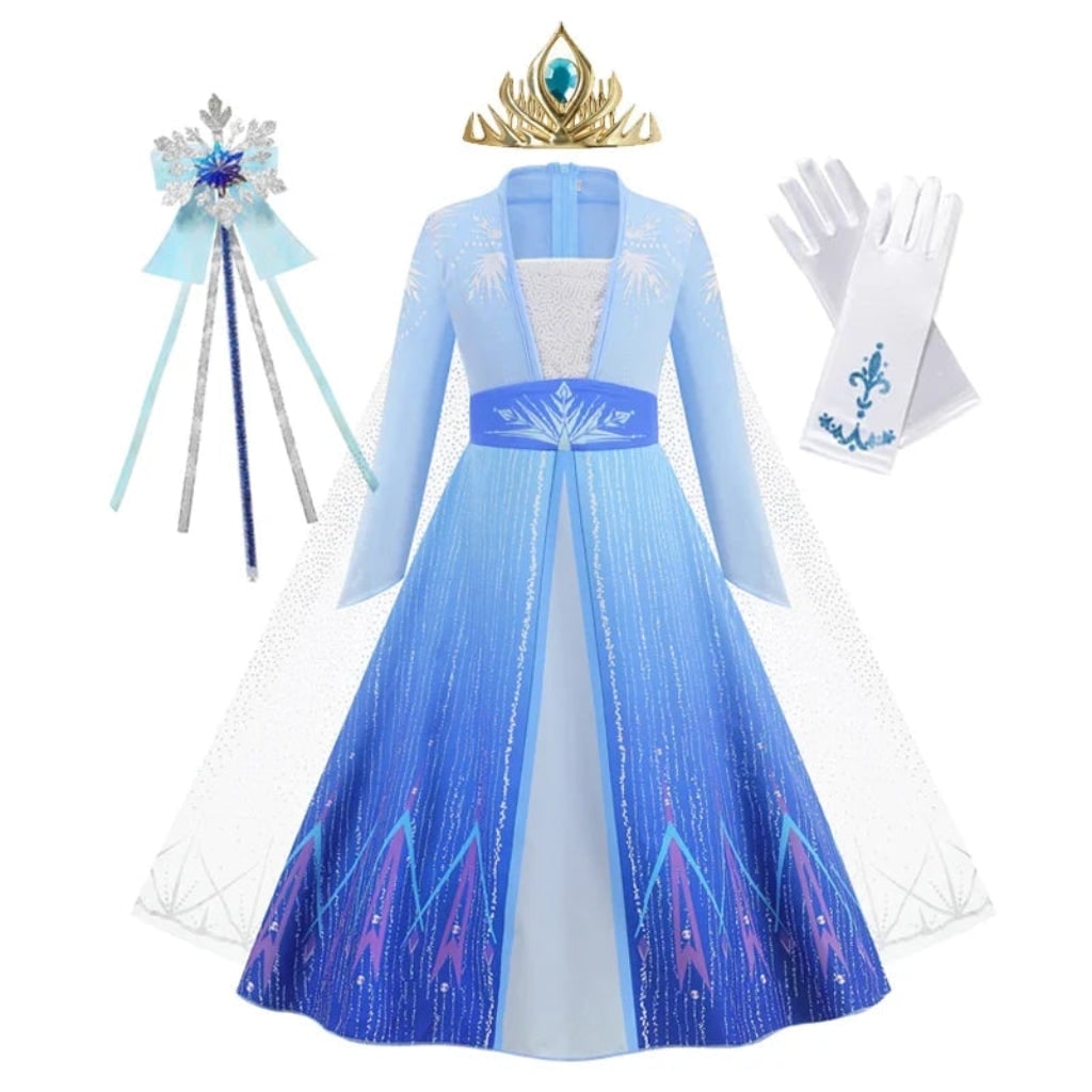 Thermabuild | Girls' Halloween Princess Costume Dress with Tiara Wand and Gloves Dorothy Wizard Of Oz