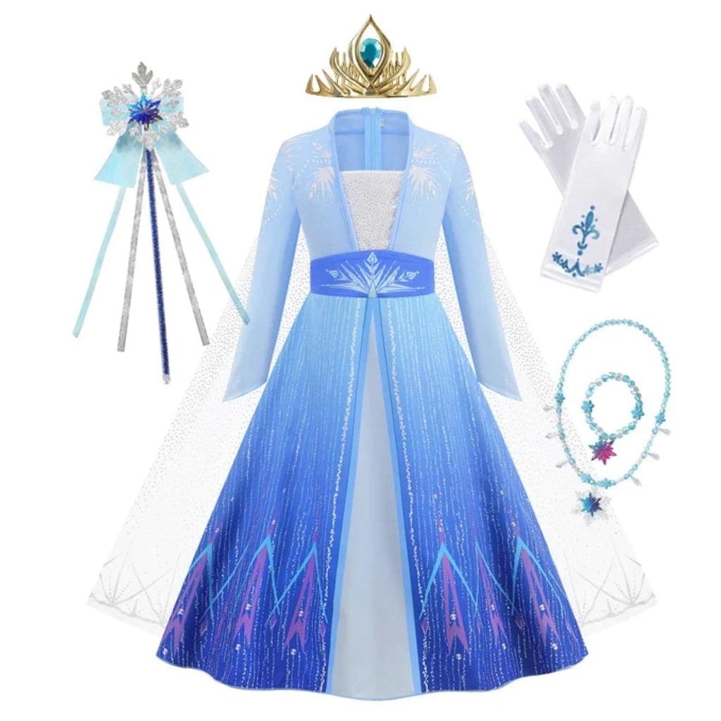 Thermabuild | Girls' Halloween Princess Costume Dress with Tiara Wand and Gloves Dorothy Wizard Of Oz