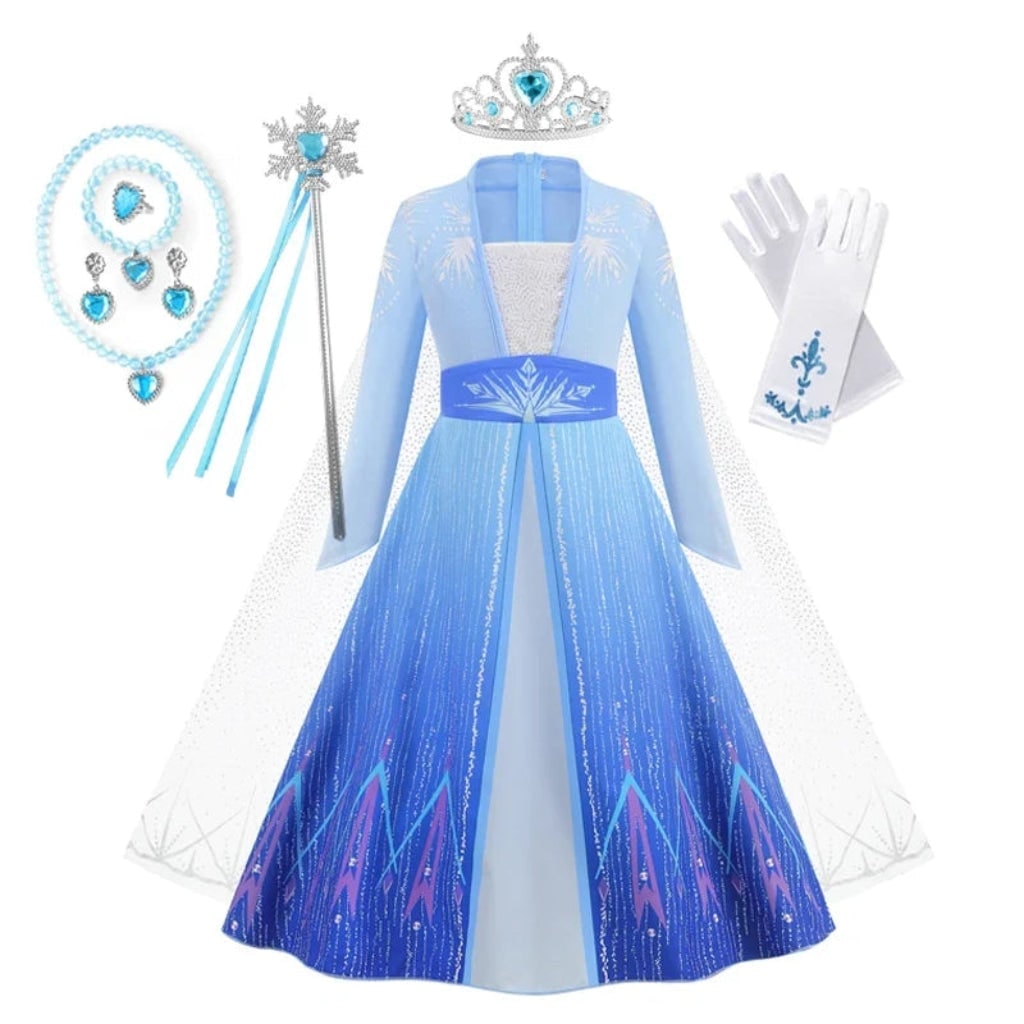 Thermabuild | Girls' Halloween Princess Costume Dress with Tiara Wand and Gloves Dorothy Wizard Of Oz