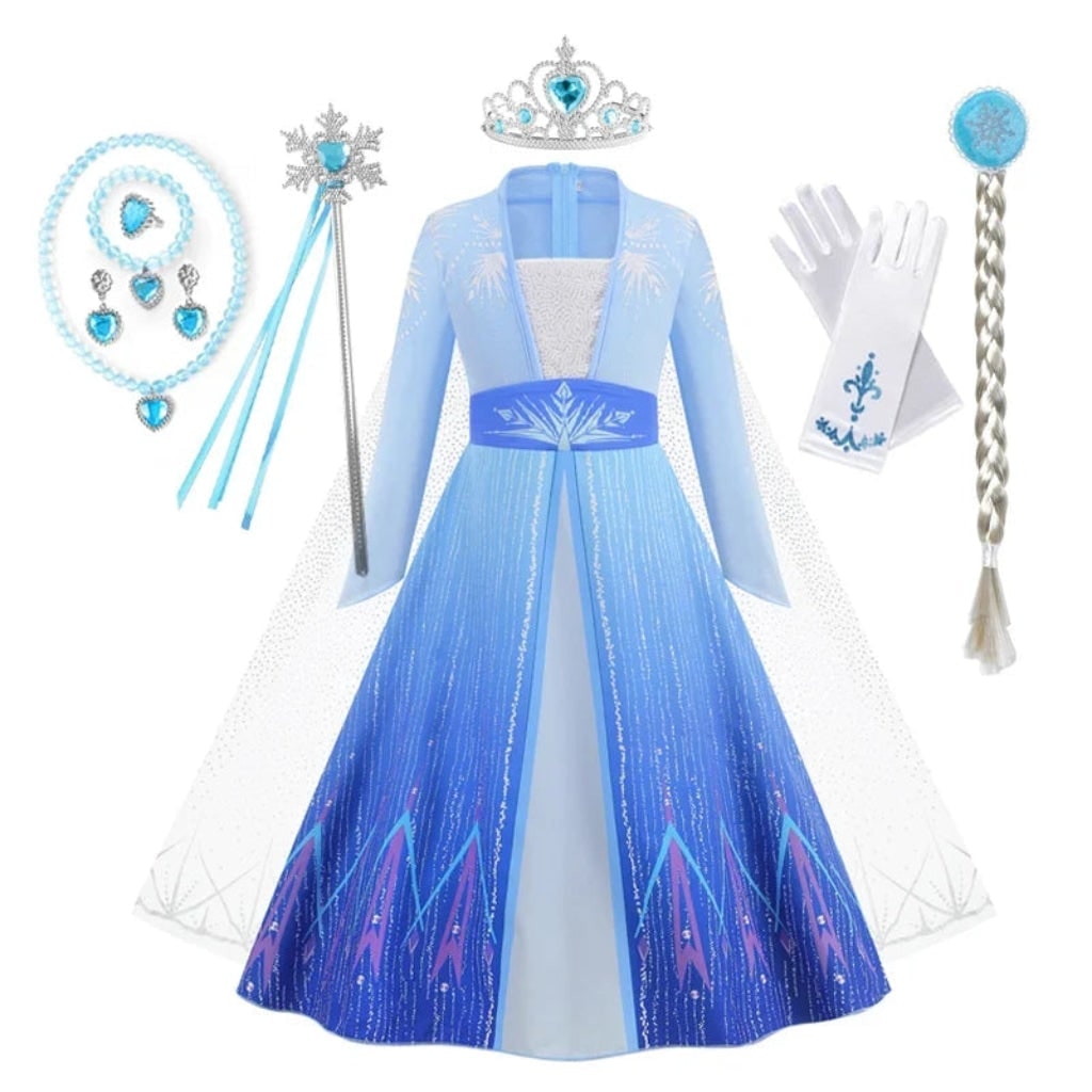 Thermabuild | Girls' Halloween Princess Costume Dress with Tiara Wand and Gloves Dorothy Wizard Of Oz