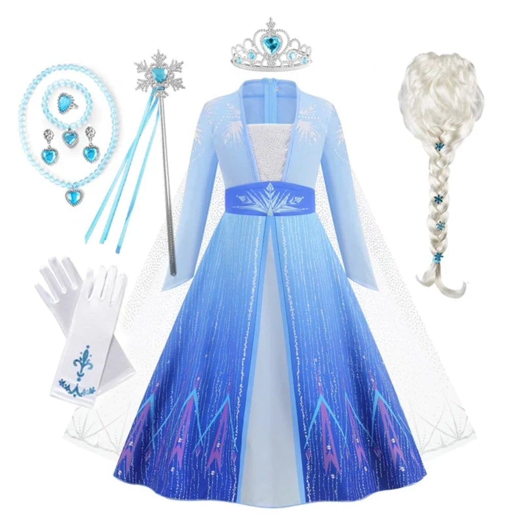 Thermabuild | Girls' Halloween Princess Costume Dress with Tiara Wand and Gloves Dorothy Wizard Of Oz