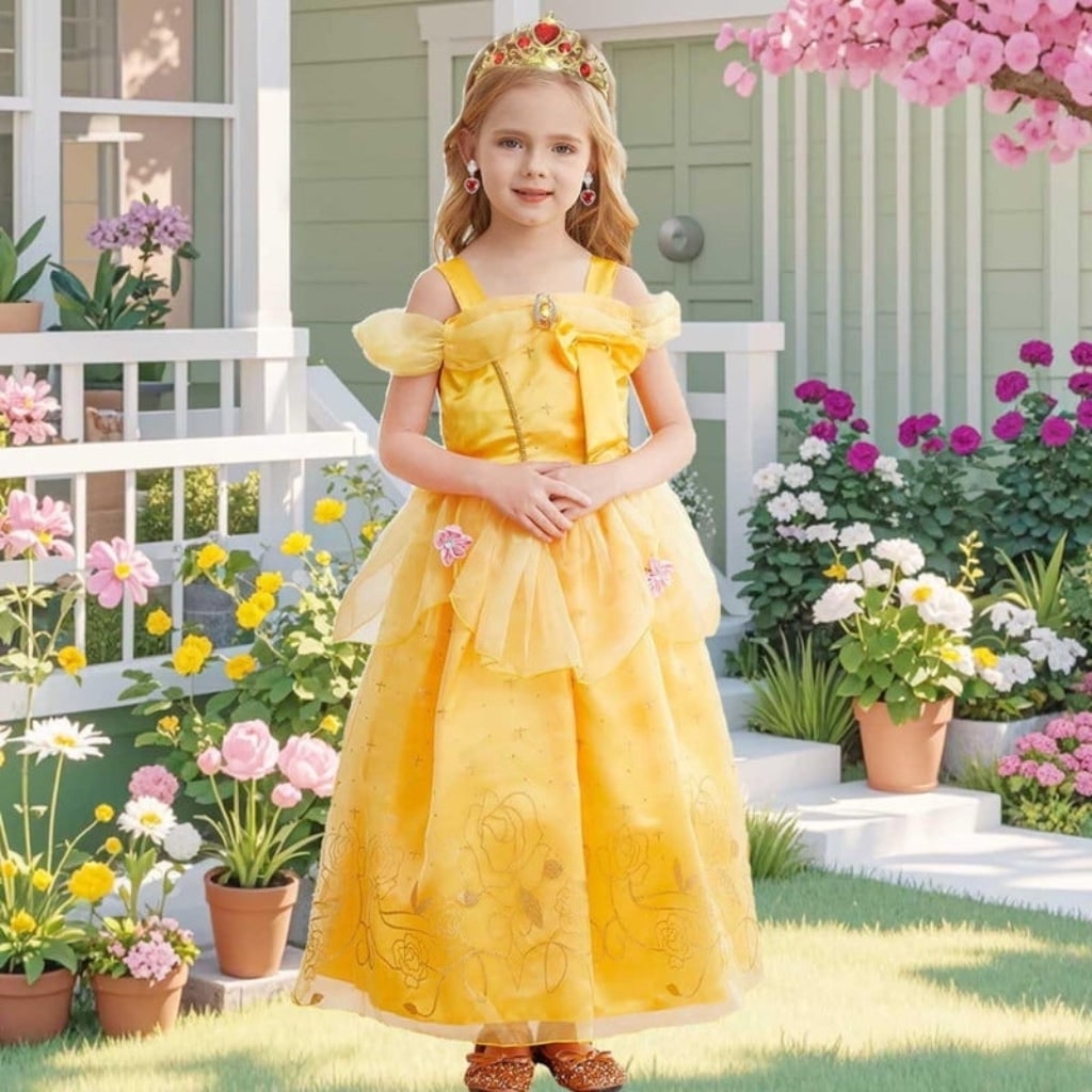 Thermabuild | Girls' Halloween Princess Costume Dress with Tulle Skirt Tiara and Accessories Set
