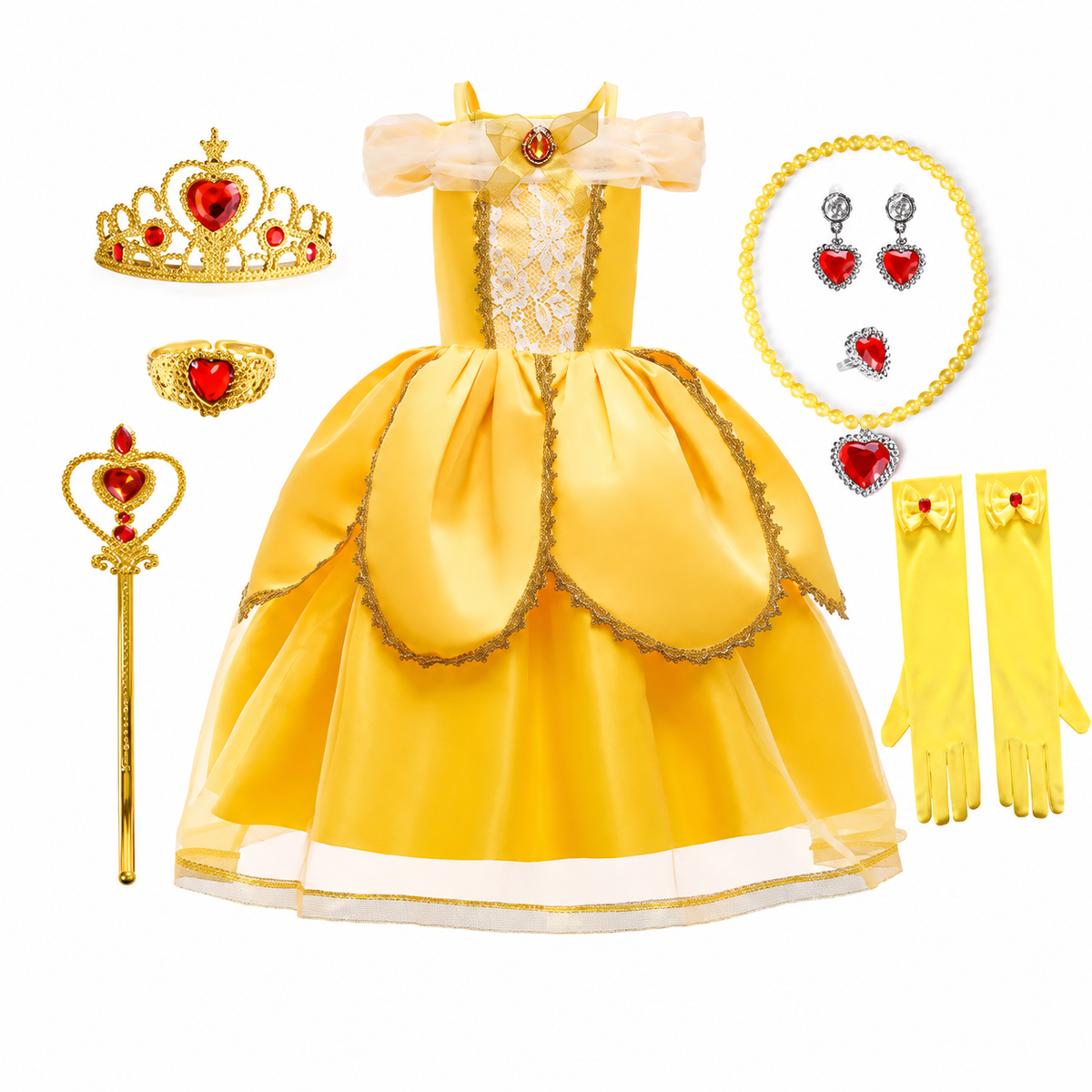 Thermabuild | Girls' Halloween Princess Costume Dress with Tulle Skirt Tiara and Accessories Set