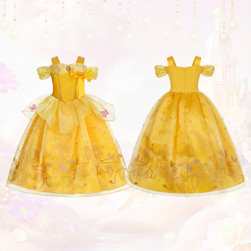 Thermabuild | Girls' Halloween Princess Costume Dress with Tulle Skirt Tiara and Accessories Set