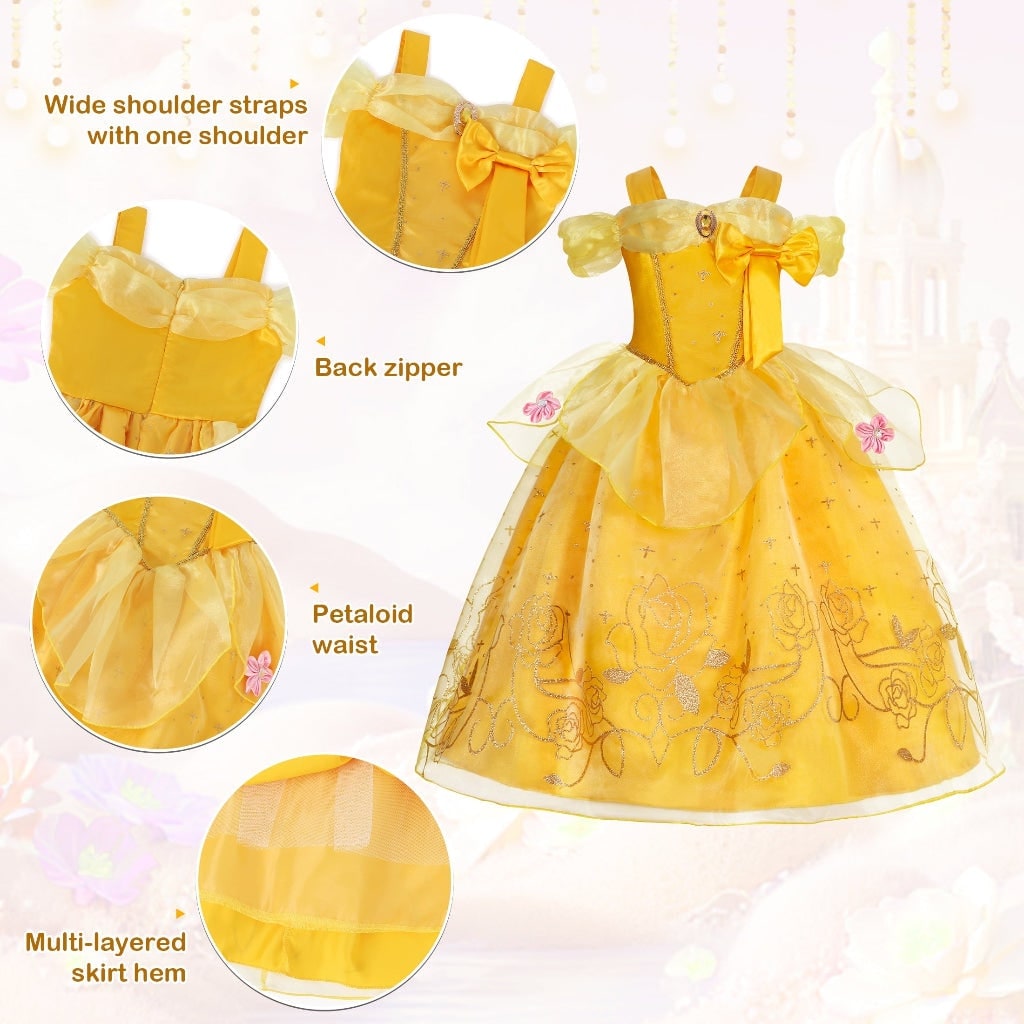 Thermabuild | Girls' Halloween Princess Costume Dress with Tulle Skirt Tiara and Accessories Set