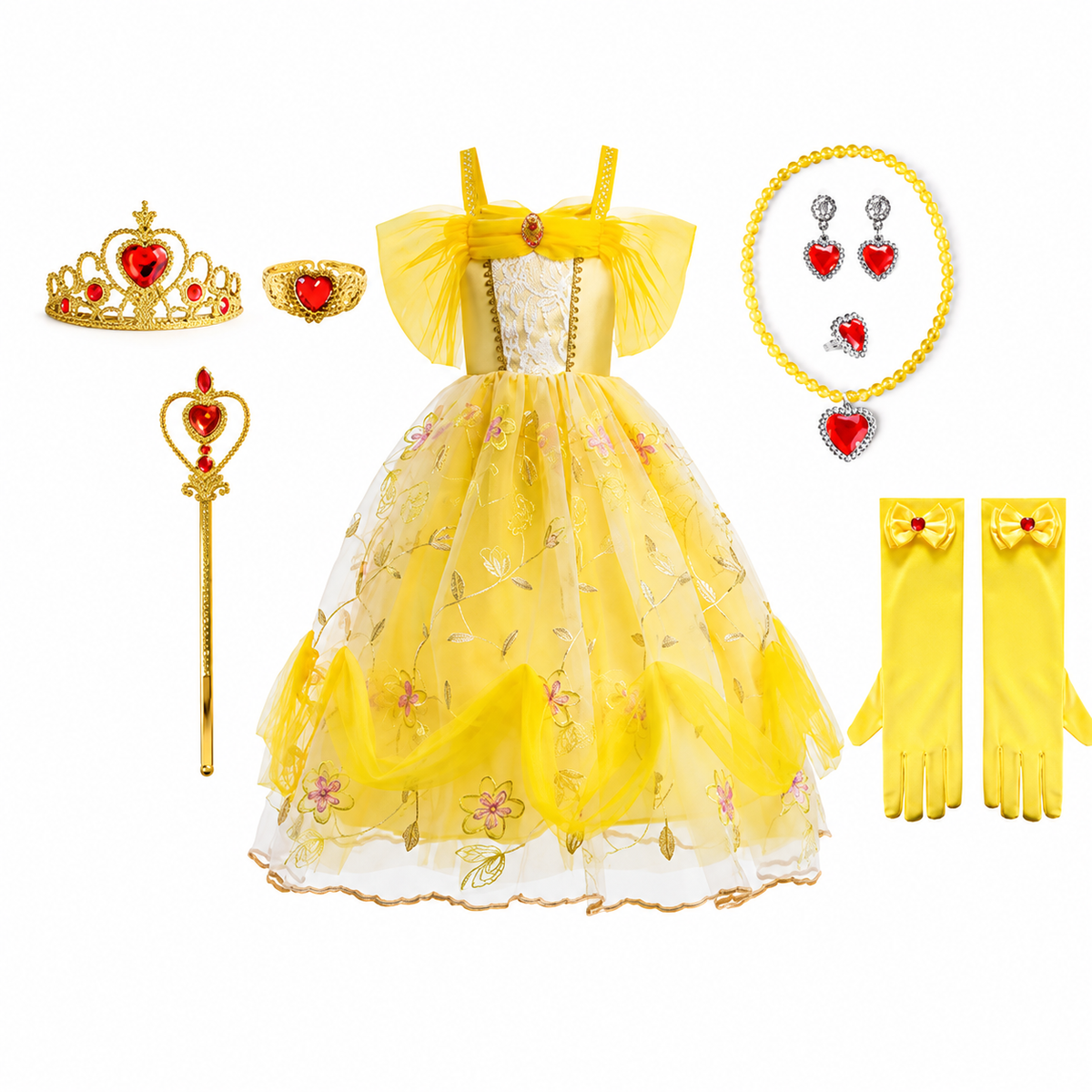Thermabuild | Girls' Halloween Princess Costume Dress with Tulle Skirt Tiara and Accessories Set
