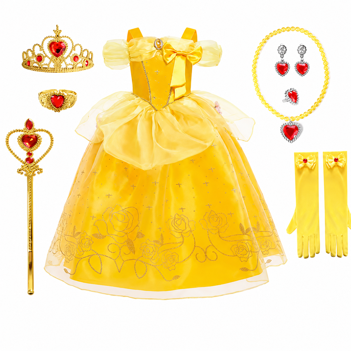 Thermabuild | Girls' Halloween Princess Costume Dress with Tulle Skirt Tiara and Accessories Set