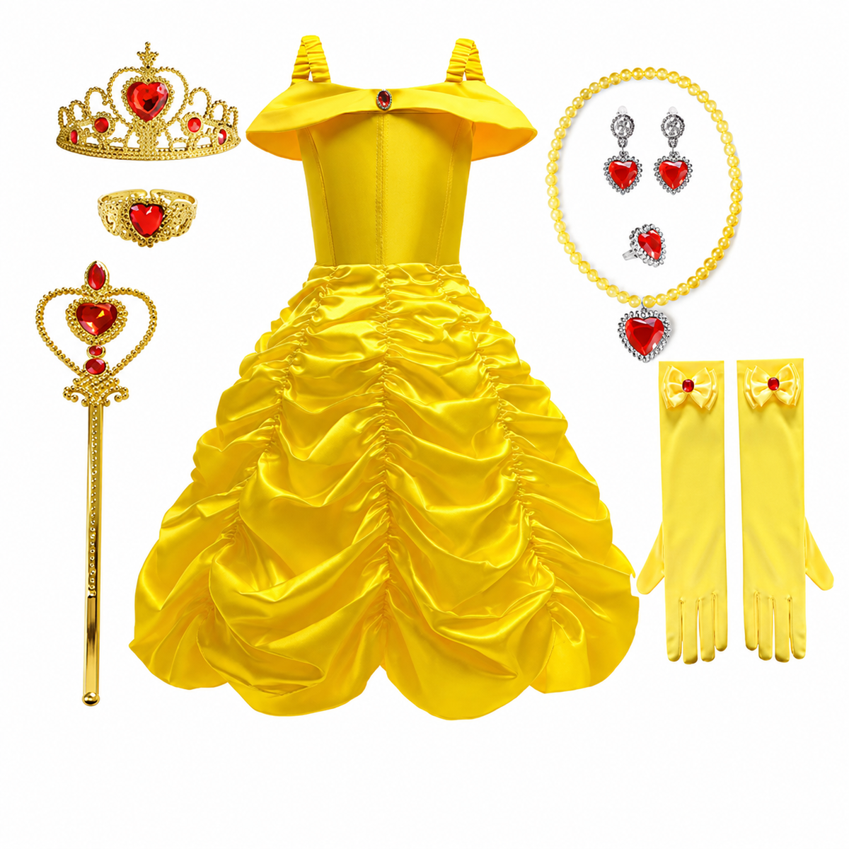 Thermabuild | Girls' Halloween Princess Costume Dress with Tulle Skirt Tiara and Accessories Set