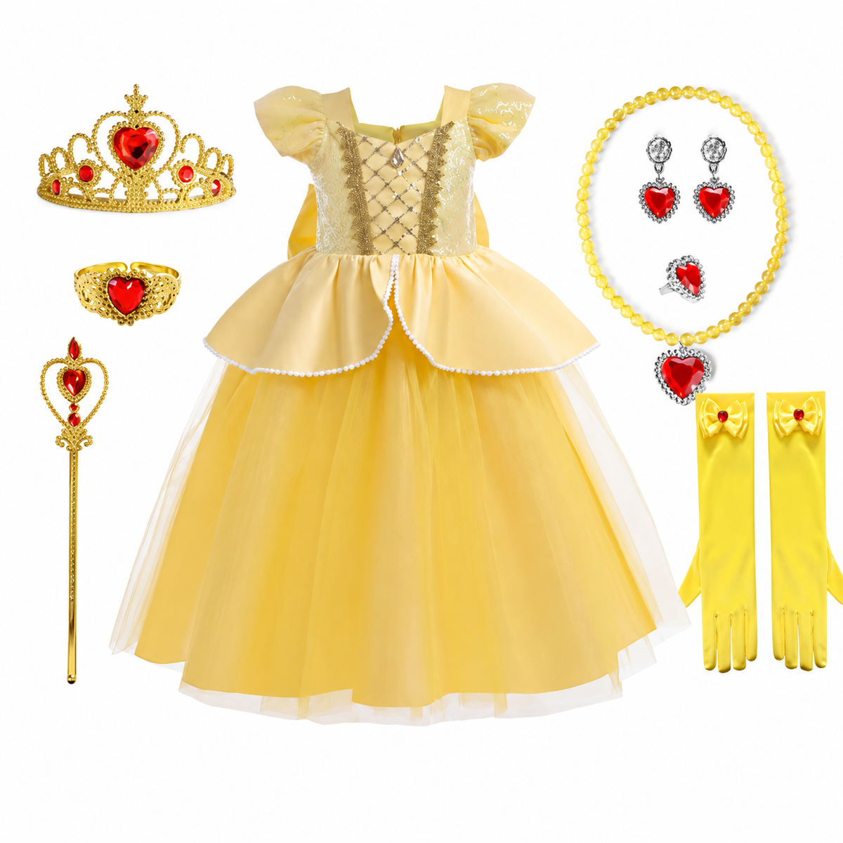 Thermabuild | Girls' Halloween Princess Costume Dress with Tulle Skirt Tiara and Accessories Set