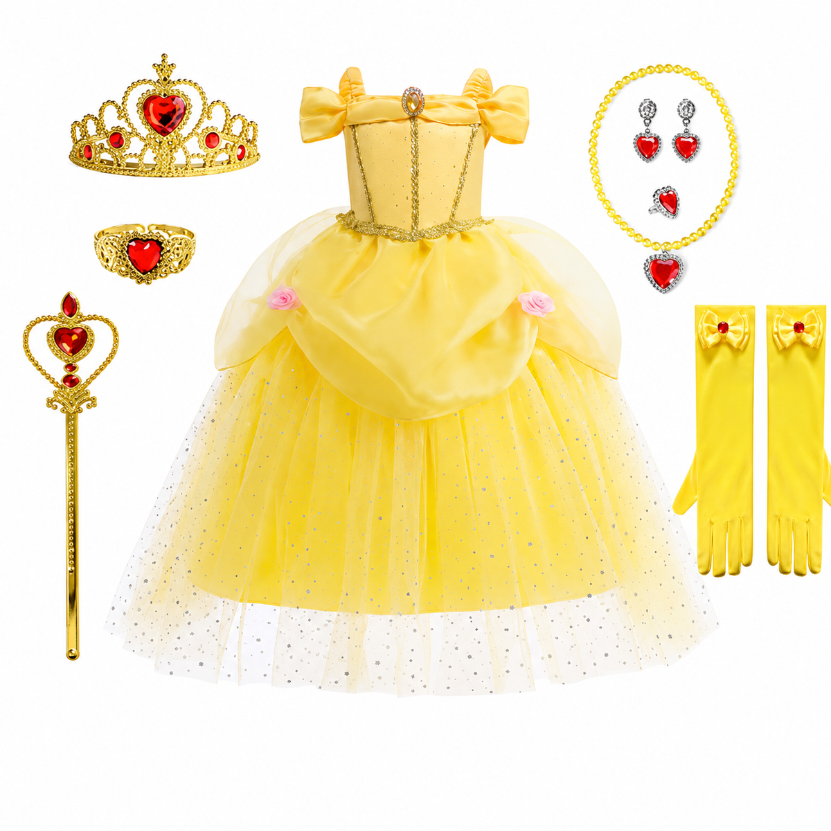 Thermabuild | Girls' Halloween Princess Costume Dress with Tulle Skirt Tiara and Accessories Set