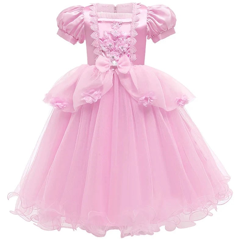 Thermabuild | Girls' Halloween Princess Dress for Party Costume with Puff Sleeves and Tulle Skirt