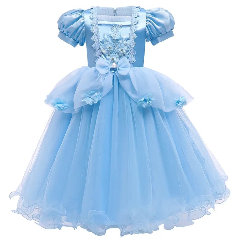Thermabuild | Girls' Halloween Princess Dress for Party Costume with Puff Sleeves and Tulle Skirt