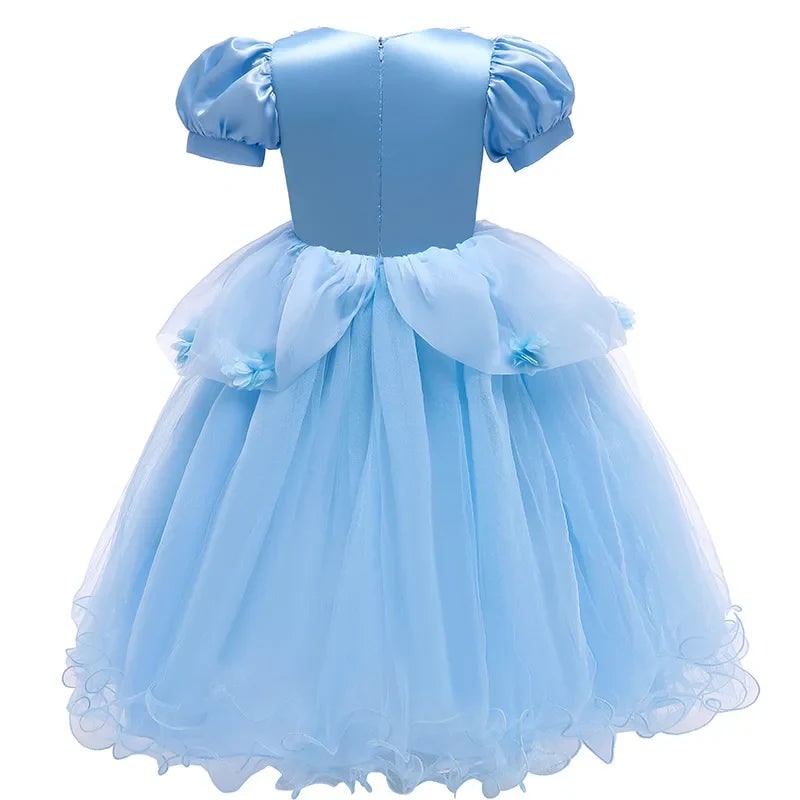 Thermabuild | Girls' Halloween Princess Dress for Party Costume with Puff Sleeves and Tulle Skirt