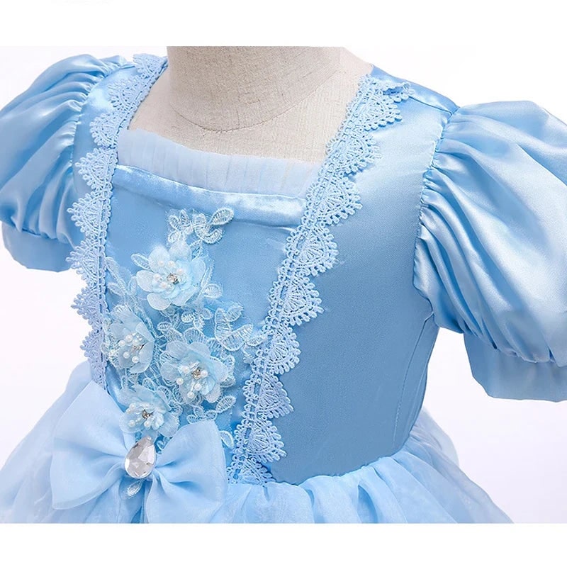 Thermabuild | Girls' Halloween Princess Dress for Party Costume with Puff Sleeves and Tulle Skirt