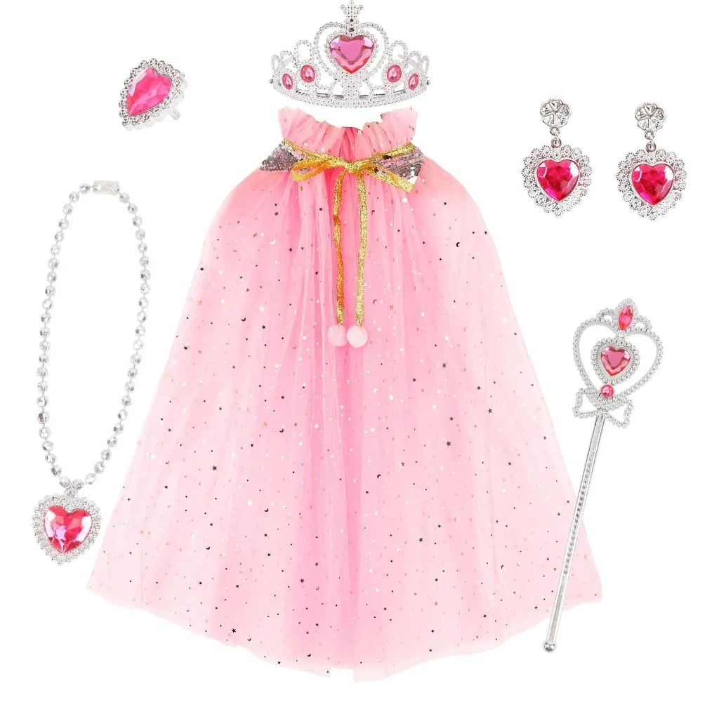 Thermabuild | Girls' Halloween Princess Dress Up Clothes for Children with Cape Tiara and Accessories Set