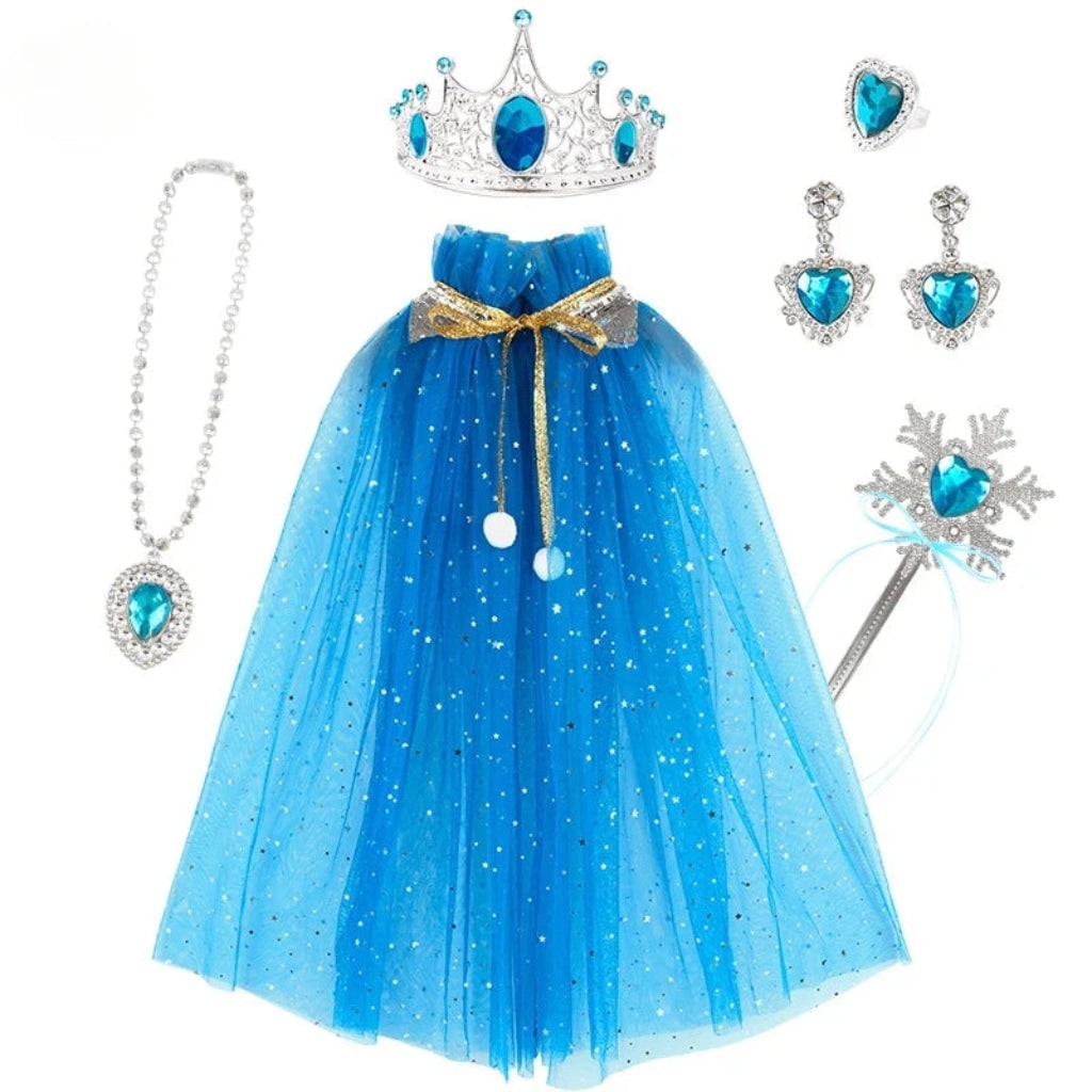 Thermabuild | Girls' Halloween Princess Dress Up Clothes for Children with Cape Tiara and Accessories Set