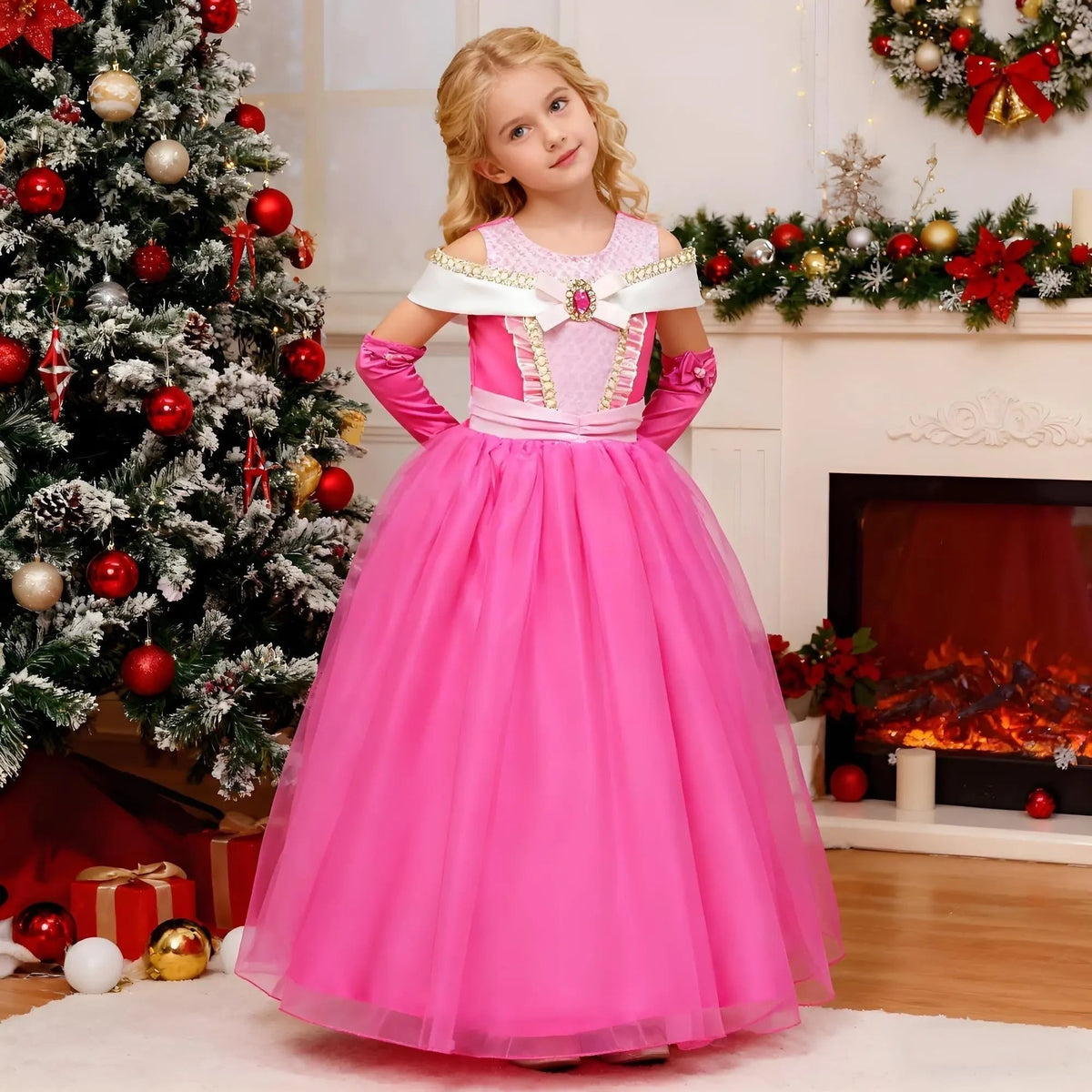 Thermabuild | Girls' Princess Halloween Costume Dress with Accessories and Tiara