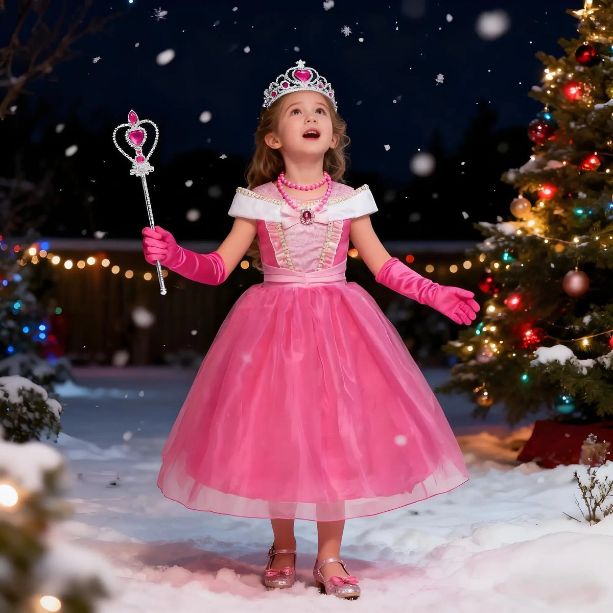 Thermabuild | Girls' Princess Halloween Costume Dress with Accessories and Tiara