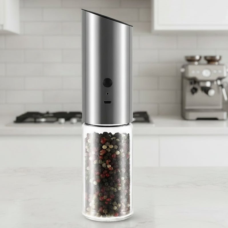 Thermabuild | Rechargeable Electric Pepper Grinder in Stainless Steel with Adjustable Fineness
