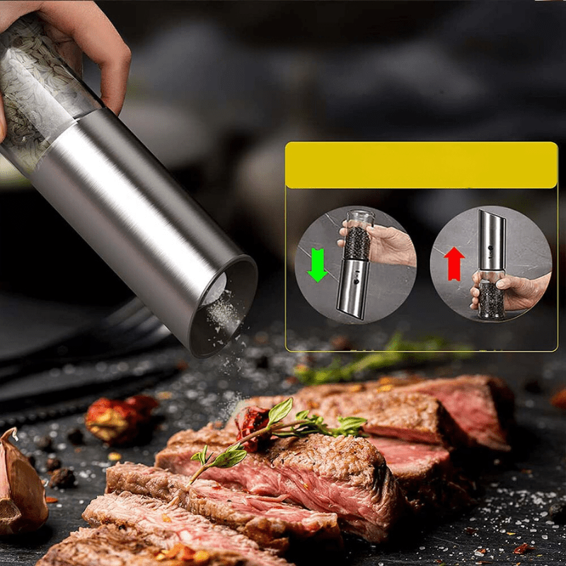 Thermabuild | Rechargeable Electric Pepper Grinder in Stainless Steel with Adjustable Fineness