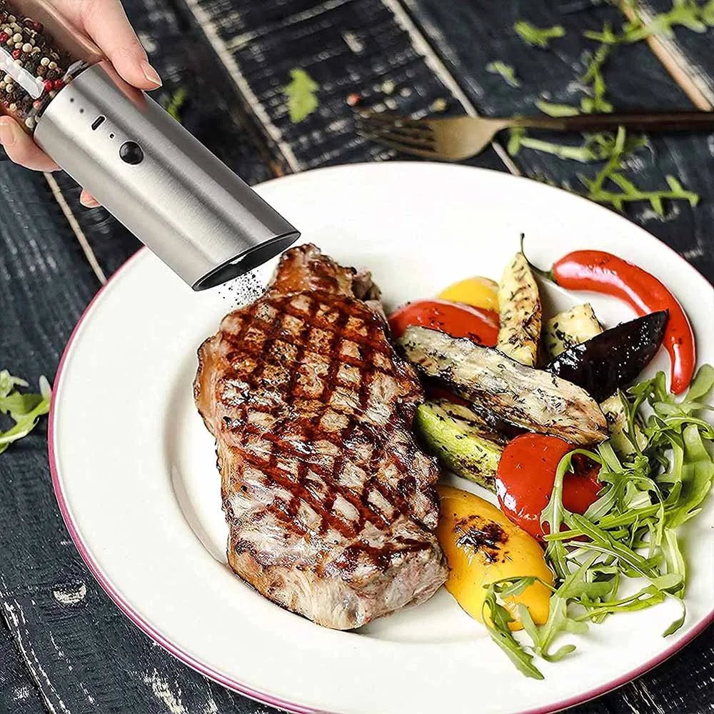 Thermabuild | Rechargeable Electric Pepper Grinder in Stainless Steel with Adjustable Fineness