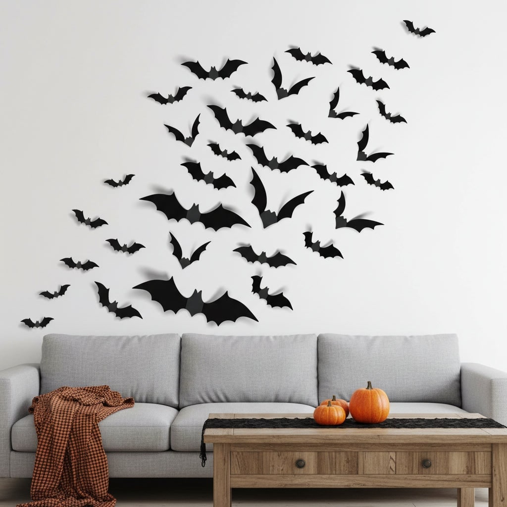 Thermabuild | Halloween 3D Bat Wall Art Decor Stickers with Foldable Wings for Nursery Bathroom