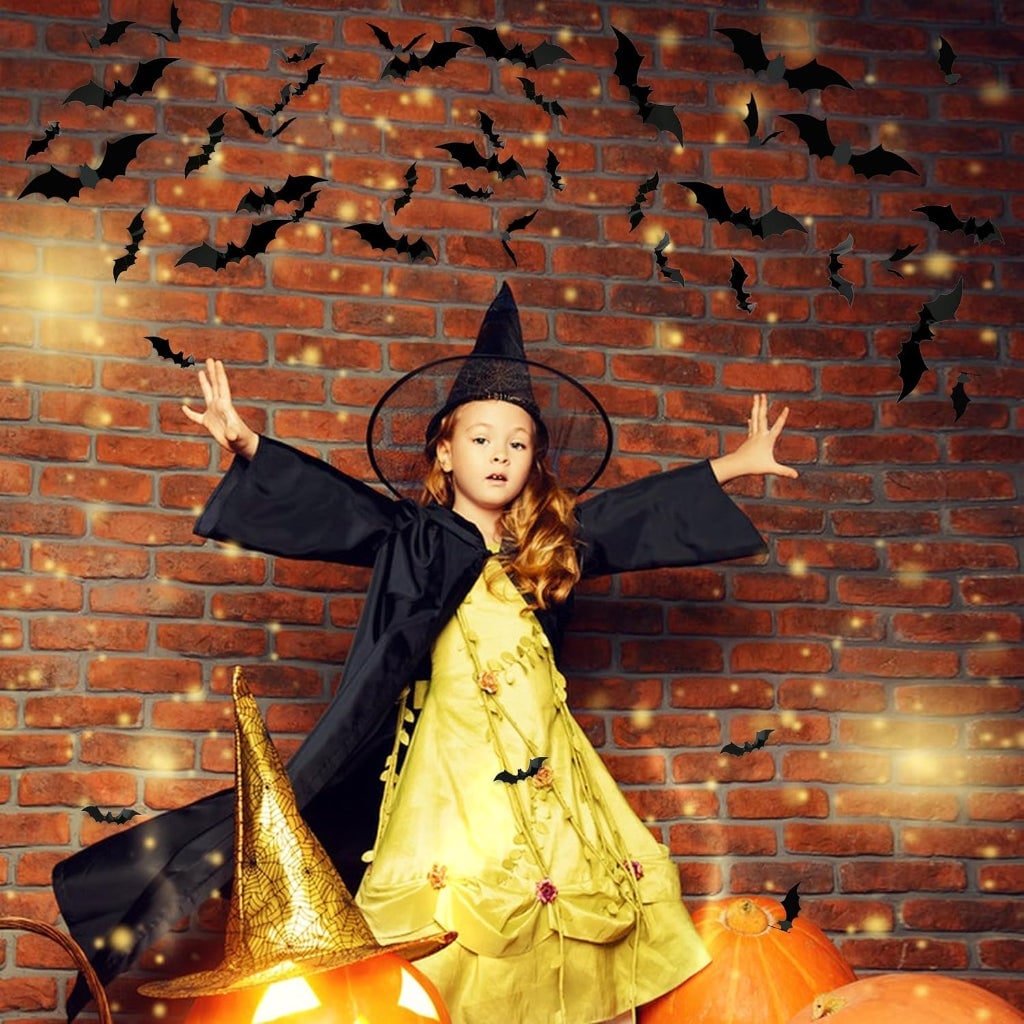 Thermabuild | Halloween 3D Bat Wall Art Decor Stickers with Foldable Wings for Nursery Bathroom