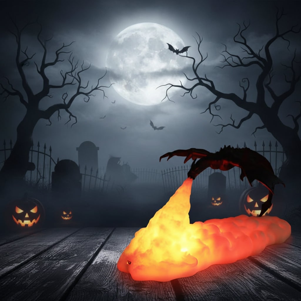 Thermabuild | Halloween 3D Printed Dragon Night Light with USB Rechargeable LED Fire Glow