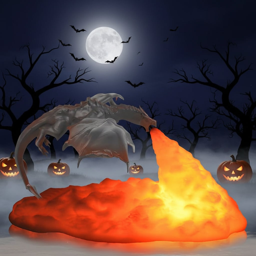 Thermabuild | Halloween 3D Printed Dragon Night Light with USB Rechargeable LED Fire Glow