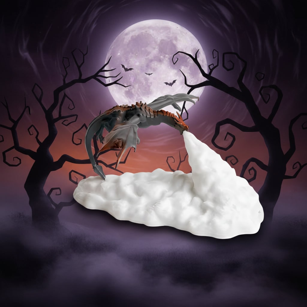 Thermabuild | Halloween 3D Printed Dragon Night Light with USB Rechargeable LED Fire Glow