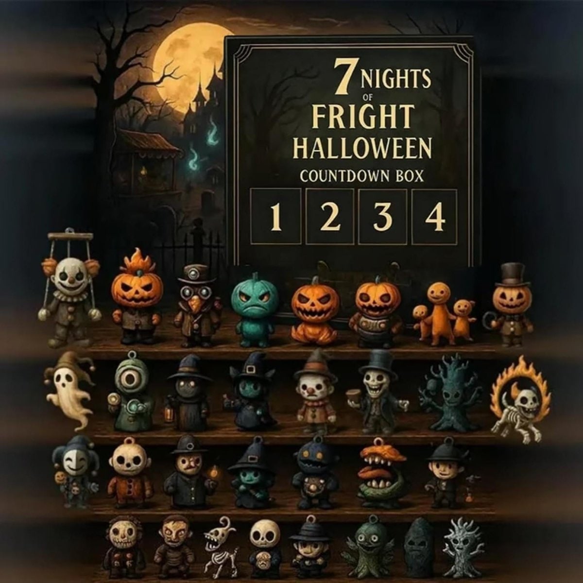 Thermabuild | Halloween Advent Calendar Countdown Decor with Spooky Miniature Figurines